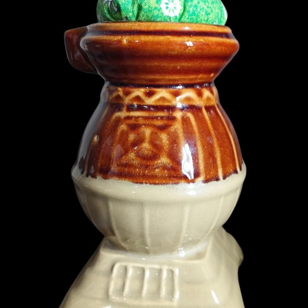 Vintage Ceramic Vase with Brown and Cream Accents